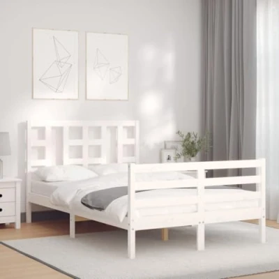 Afbeelding van Bedframe Met Hoofdbord Massief Hout Honingbruin 200X200 cm 120 x 190 / Wit