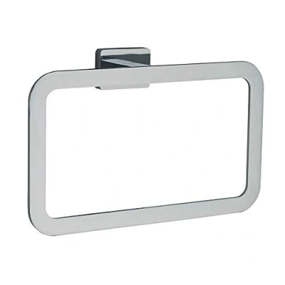 Afbeelding van Kibath 407423 handdoekring, elegant ontwerp, rechthoekig en plat, afgeronde vorm, model SER. Gemaakt van roestvrij staal met glanzende chromen afwerking, gegarandeerde originele onderdelen