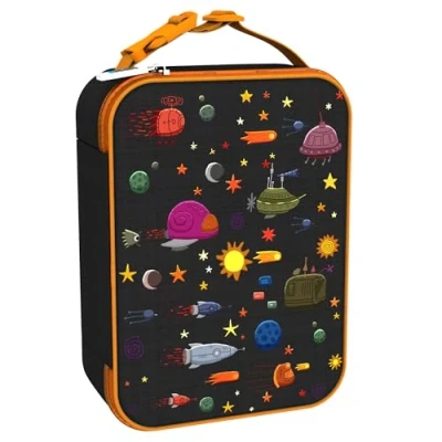 Afbeelding van ION8 Geïsoleerde Lunchtas Ruimteschepen Design, 3 Zijdige Ritssluiting, Naampleister, Voedselveilig Geïsoleerd, Houdt Voedsel Vers tot 6 Uur, Gemakkelijk Schoon Te Vegen, Ruimteschepen, M, Polyester