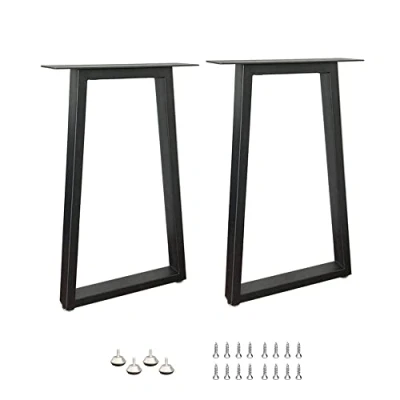 Afbeelding van QLLY 2 stuks zware metalen tafelpoten 70 cm, industriële trapeziumvormige meubelpoten met verstelbare poten, stevige bureaupoten voor doe het zelf tafel, bureau, bank, ontbijtbar, 45 cm x