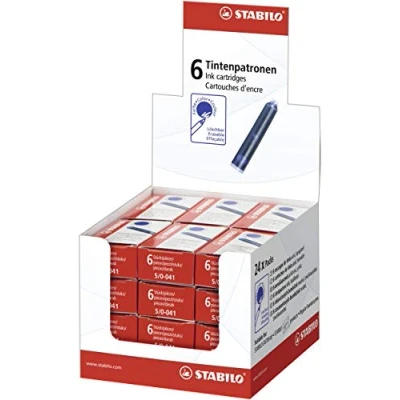 Afbeelding van STABILO Cartridge, 144 standaard vullingen voor vulpen, uitwisbare inkt, blauw