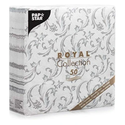 Afbeelding van Papstar, 50 servetten &quot;Royal Collection&quot; 1/4 vouw 40 cm x grijs &quot;Damascato&quot;, 85005