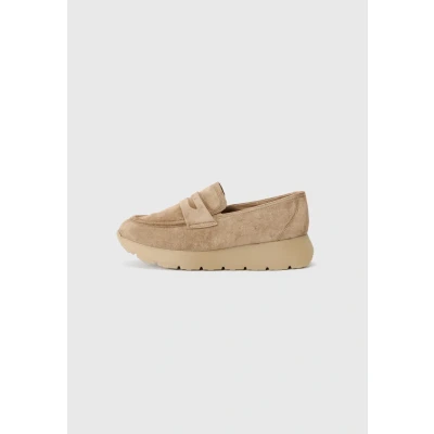 Afbeelding van Paul Green Instappers, Dames, Maat: 38, Light brown Veloursleer