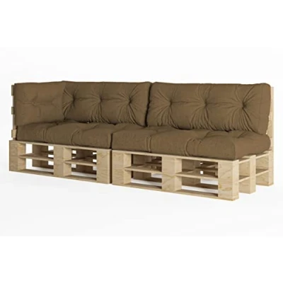 Afbeelding van Chilly Pilley Palletkussen Schuimvlokken Palletmeubels Palletbank Rugleuning Zitkussen Zijkussenset (Set Van 5 Bruin)