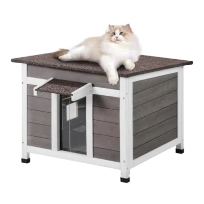 Afbeelding van VEVOR Kattenhuis Cat Cave Kattenhut Hout Buiten Winterbestendig 600x530x465mm
