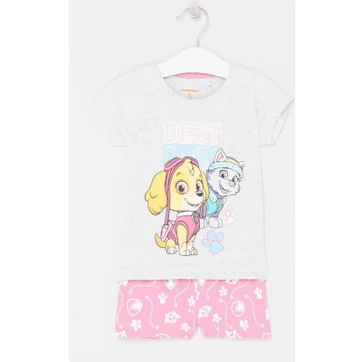 Afbeelding van Paw Patrol shortama roze met grijs Skye en Everest pyjama maat 92