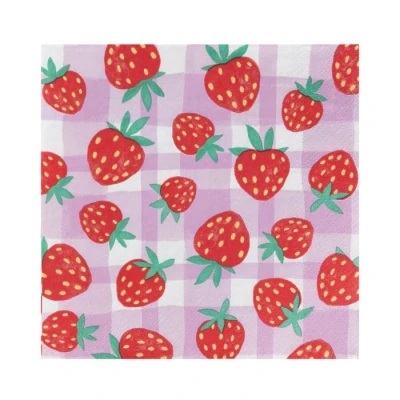 Afbeelding van Servetten aardbeien lila (20st) Talking Tables