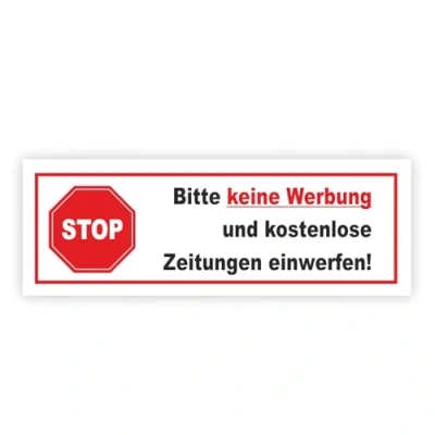 Afbeelding van Hin469 Sticker Stop Gelieve geen reclame en gratis krant inwerpen! I 10 x 3,5 cm tegen in de brievenbus weerbestendig