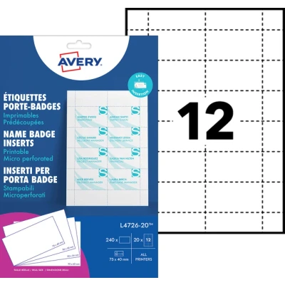 Afbeelding van Badgekaart Avery L4726 20 40x75mm microperforatie