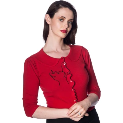 Afbeelding van Dancing Days CAT SCALLOP COLLAR Cardigan M Rood