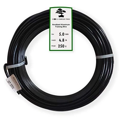Afbeelding van Grow A bonsai Tree Geanodiseerd aluminium 5,0 mm trainingsdraad 250 g grote rol (4,8 m) kies je maat en kleur (5,0 mm, zwart)