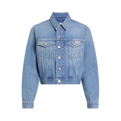 Afbeelding van Calvin Klein Jeans Cropped Trucker Spijkerjas, Dames, Maat: Large, Denim light