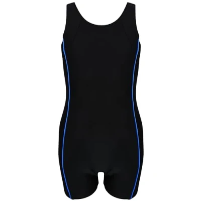 Afbeelding van Aquarti Meisjes Badpak met Pijpjes en Racerback, Zwart/pastelblauw, 152
