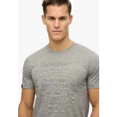Afbeelding van Superdry Workwear Embossed Tshirt print, Heren, Maat: XL, Dark grey fleck marl