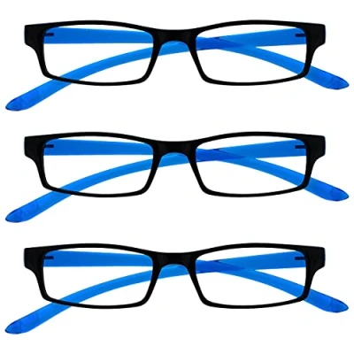 Afbeelding van UV Reader Zwart Helderblauw Nek Specificaties Leesbril Waarde 3 Stuks Vrouwen Mannen Scharnieren Met Veer UVR3PK020 +2,00