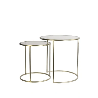 Afbeelding van Light &amp; Living Duarte bijzettafel set van 2 bruin glas/licht goud Glas