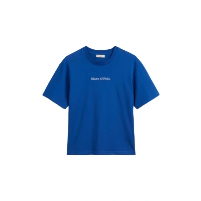 Afbeelding van Marc O&#039;Polo Short Sleeve Round NECK Tshirt print, Dames, Maat: XXS, Shiny blue
