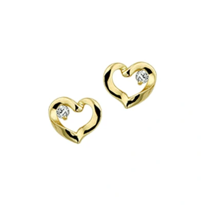 Afbeelding van Trendjuwelier huiscollectie Oorknoppen Hart Zirkonia Geelgoud Glanzend
