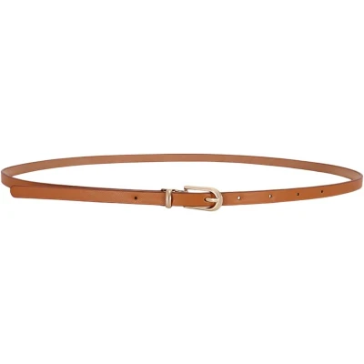 Afbeelding van Inovra Skinny Leren Riem voor Vrouwen Taille met Metalen Gesp Jurken en Broeken (Kameel) . Kledingriem