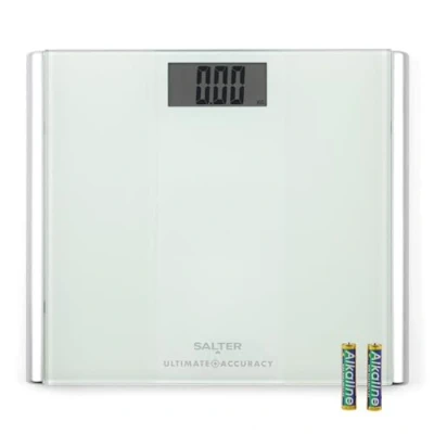 Afbeelding van Salter ultieme nauwkeurigheid badkamerweegschaal digitale weegschalen voor lichaamsgewicht, afmetingen in stappen van 50 g, Step on Instant Reading, tapijtvoeten, capaciteit 180 KG, batterijen inbegrepen
