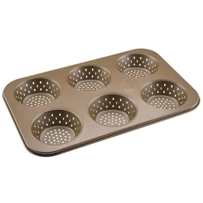 Afbeelding van Zenker Set van 6 broodjesplaten, geperforeerde bakvorm voor knapperige broodjes, anti aanbaklaag voorkomt opplakken, hittebestendig tot +230 C, 34 x 22 3 cm