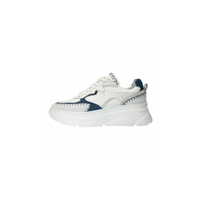 Afbeelding van Sacha Dames Witte leren chunky sneakers met denim details Maat 37