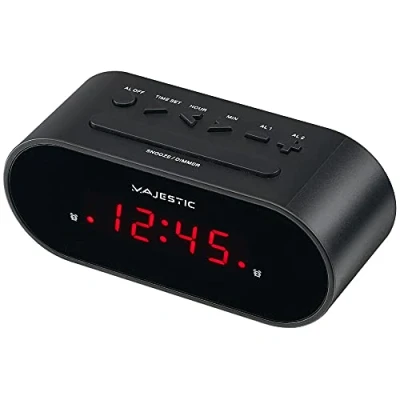 Afbeelding van Majestic SVE 235 Digitale wekker met led display, dubbel alarm, sluimerfunctie, zwart