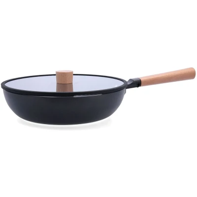 Afbeelding van Pan Quid Naturalia Zwart Metaal 28 cm Met deksel Stoofschotels