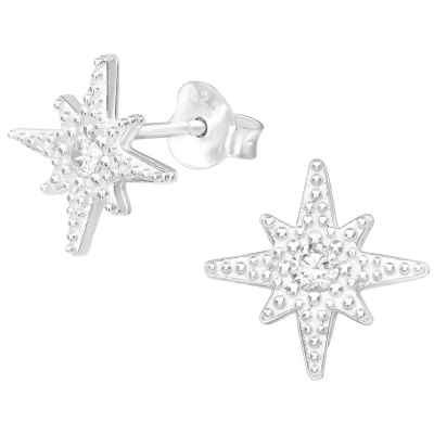 Afbeelding van JoyS Zilveren ster oorbellen 10 mm zirkonia oorknoppen