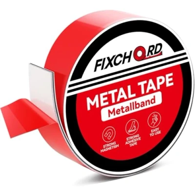 Afbeelding van FIXCHORD Metaalband zelfklevend, Ferroband, Metal Strip met Zelfklevende Achterkant, Metalen Banden voor Tonies &amp; Magneten 1m*35mm