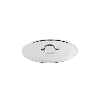 Afbeelding van Pentole Agnelli FAMA2918 plat deksel met handvat, velg en brug, zwaar type in BLTF aluminium, gepolijst zilver, 18 cm
