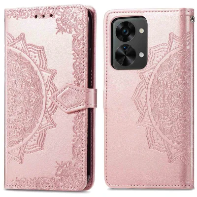 Afbeelding van OnePlus Nord 2T Hoesje Kunstleder iMoshion Bookcase Rosé goud Telefoonhoesje