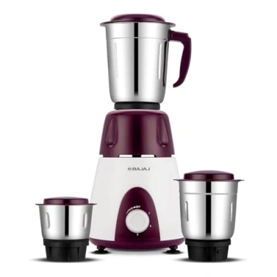 Afbeelding van Bajaj Rex mixer molen, 500 W, mixie voor de keuken met Nutri Pro functies, 3 SS mixglazen robuust malen, instelbare snelheidsregeling, multifunctioneel bladsysteem, 2 jaar