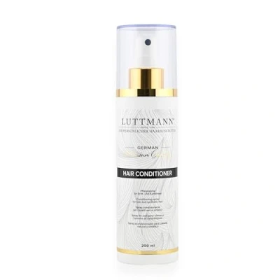 Afbeelding van LUTTMANN® Haarconditioner, 200 ml, verzorgingsspray voor echt en synthetisch haar, pruiken, haarstukjes, haarsystemen, haarverlengingen, extensions eigen Duitse premium kwaliteit, Made