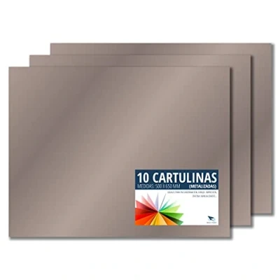 Afbeelding van Raylu Paper® 50 x 65 cm, 10 stuks, 180 g/m², gekleurd karton, ideaal voor knutselwerk, kantoor, tekenen, papyroflex (gemetalliseerd zilver)