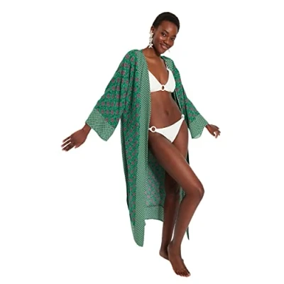 Afbeelding van Trendyol Zebrapatroon Geceintuurde Maxi Geweven Strand Kimono En Kaftan Tbess21Km0171