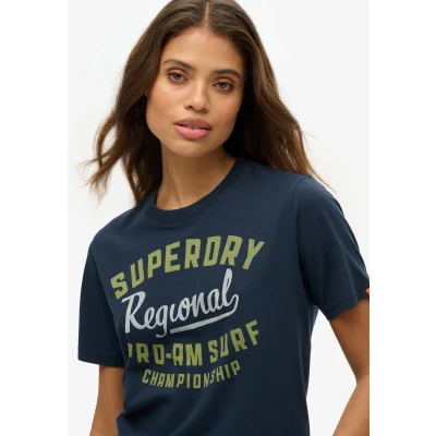 Afbeelding van Superdry LOFI Outdoor Tshirt print, Dames, Maat: 34, Eclipse navy