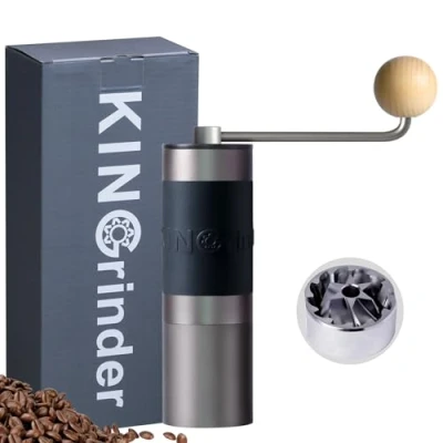 Afbeelding van KINGrinder K1 Koffiemolen, rechte greep, handmatig, met 140 instelbare maalgraden, voor Aeropress, cafetière, drip, espresso, 25 g inhoud