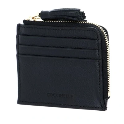 Afbeelding van COCCINELLE Leren Kaarthoes Tassel Credit Card Holder Noir Zwart