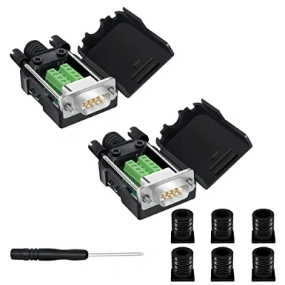Afbeelding van DB9 Breakout Connector, Solderless RS232 D SUB Mannelijke Seriële Adapters 9 pins poort Witte Adapter naar Terminal Connector Signaalmodule met koffer Set van 2
