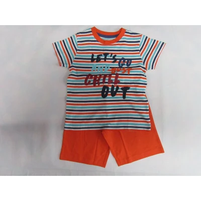 Afbeelding van Wiplala Jen &amp; James Zomer pyjama Streep Orange Let&#039;s go 3 jaar 98