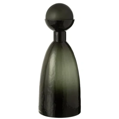 Afbeelding van J Line Vaas Fles+Dop Adria Glas Donkergroen Large