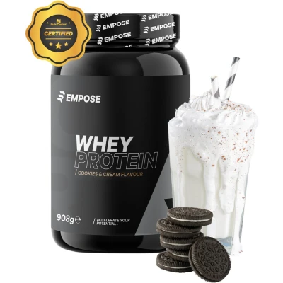 Afbeelding van Empose Nutrition Whey Protein Proteine Poeder Eiwitpoeder Eiwitshakes Cookies &amp; Cream 908 gram 30 doseringen