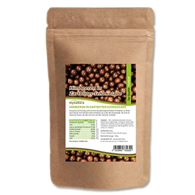 Afbeelding van Mynatura Frambozen in delicate chocolade I vriesgedroogd framboos zacht bitter snack fruit zak (2 kg)