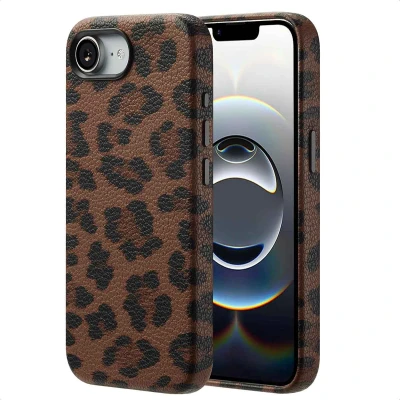 Afbeelding van Apple iPhone 16e MagSafe Hoesje Kunstleder Selencia Backcover Bruin Telefoonhoesje