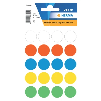Afbeelding van HERMA Etiket 1881 rond 19mm assorti 100stuks
