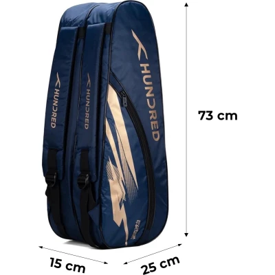 Afbeelding van Hundred Cosmogear Badminton Kit Bag (Navy) Double Zipper with Front Pocket Material: Polyester Padded Back Straps Easy Carry Handle