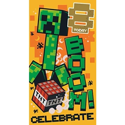 Afbeelding van Minecraft verjaardagskaart, leeftijd 8 jaar, kaart voor 8e verjaardag, klimaatbeloftevriendelijke kaart, recyclebare officieel gelicentieerde verjaardagskaart