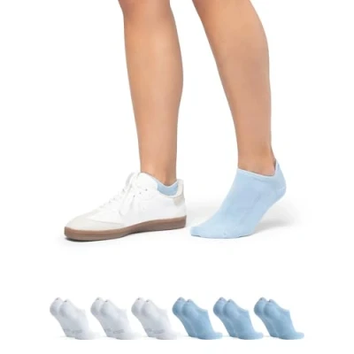 Afbeelding van DANISH ENDURANCE Onzichtbare Katoenen Sokken, Laag Uitgesneden, Voor Mannen en Vrouwen, Unisex, 6 Paar, Meerkleurig (3x Lichtblauw, 3x Wit), 43 47