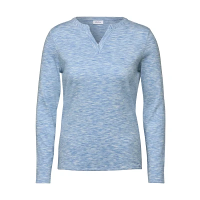 Afbeelding van Cecil Struktur Longsleeve, Dames, Maat: XXL, Blau